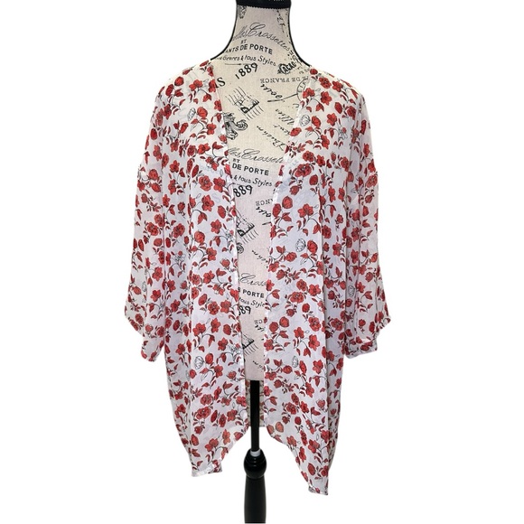 H&M Divided Red and White Floral Top - Picture 2 of 6